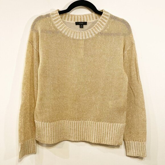 New J.Crew Cotton Linen Beach Sweater Gold Beige XS $90 - Picture 2 of 8